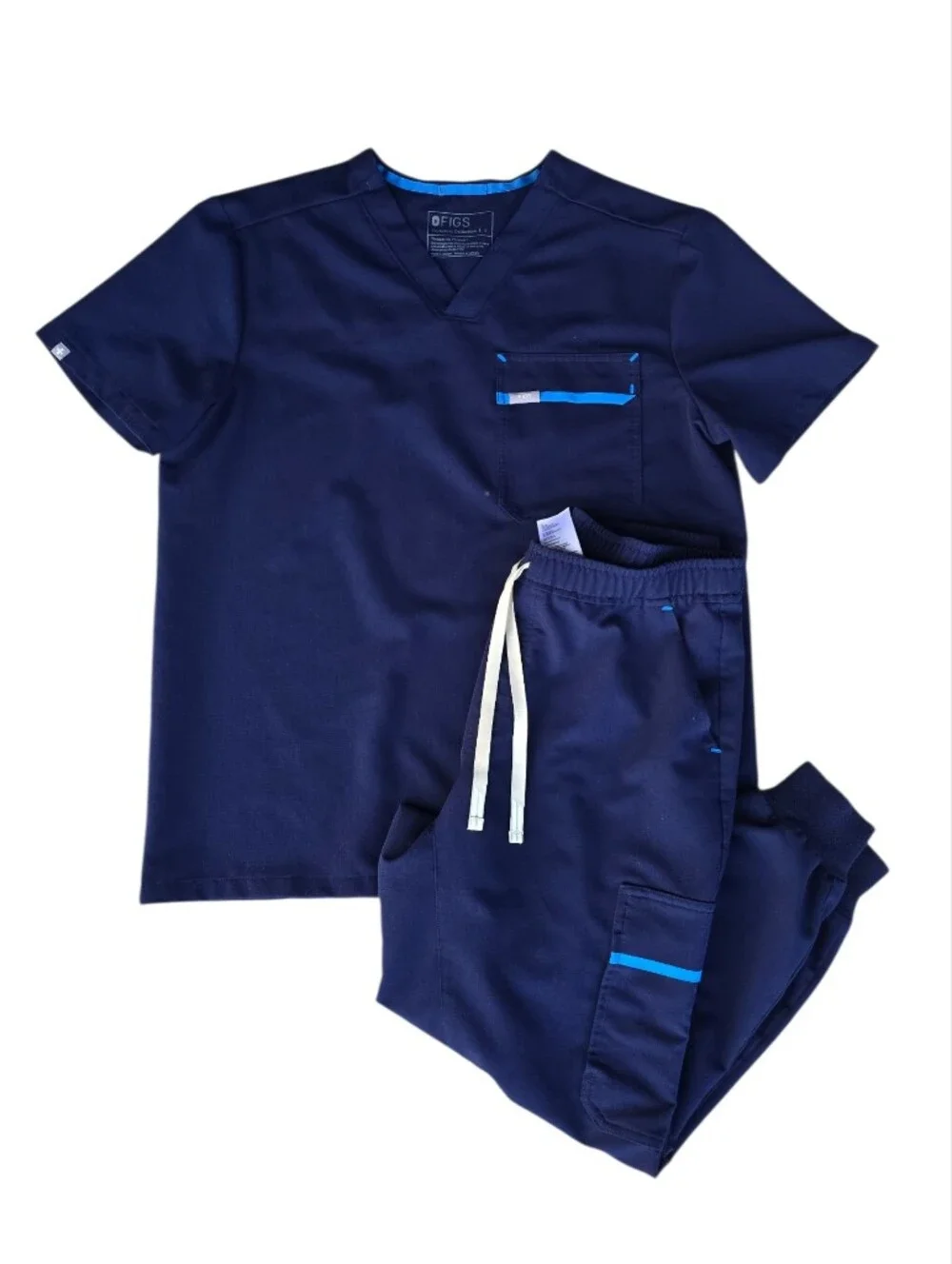 Figs Mens Navy Blue Scrubs Tanzen Joggers And Top Size M/L